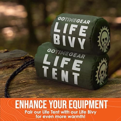 Go Time Gear Survival Life Tent • 2 Person Mylar Emergency Shelter Tube Tent + Paracord • All-Weather Protection for Camping, Hiking, & Survival Kits • Includes Emergency Whistle thumbnail 8