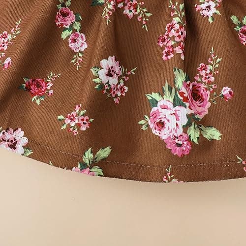 YWFSHOP Baby Toddler Girl Dress Outfit Fall Winter Clothes Crew Neck Corduroy Long Sleeve Dresses with Bow Headband thumbnail 6