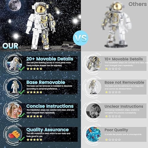 blast orby Space Astronaut Building Block Set, 966 Pcs Astronaut Building Set for Adults, Space Building Kit Toys Gifts for Kids 8-14 with Display Stand thumbnail 3