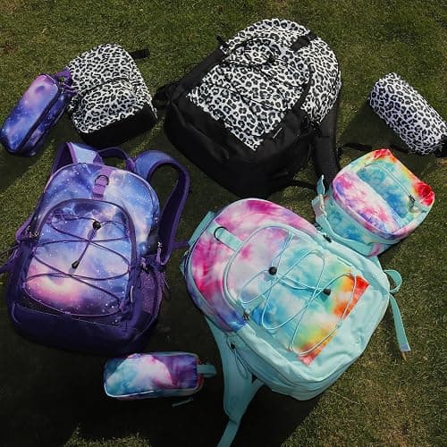 Choco Mocha Snow Leopard Backpack for Teen Girls, Travel School Backpack for Girls Middle School Large Bookbag 18 Inch, Black thumbnail 7