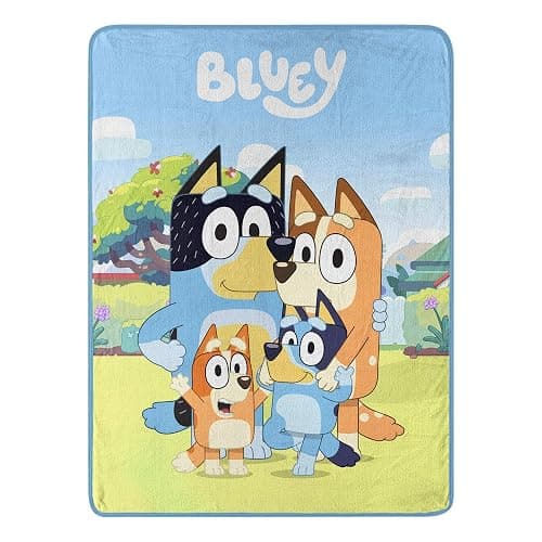 Northwest Bluey Micro Raschel Throw Blanket, 46" x 60", Family Photo - Image 1