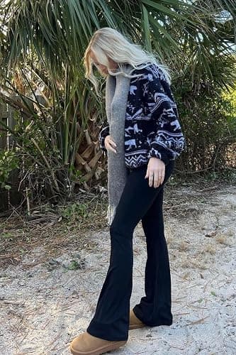 Sunzel Womens Flare Leggings No Front Seam Flare Yoga Pants with Tummy Control Crossover High Waist - 28" / 30" / 32" / 34" thumbnail 7