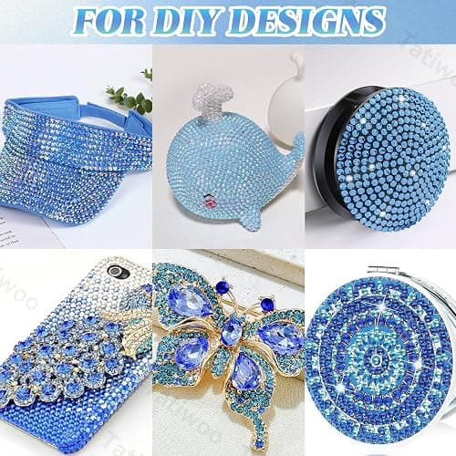 15000Pcs Resin Jelly Rhinestones for Bedazzling, Mixed Size 3/4/5 mm Flatback Gems for Crafting, Blue Jelly Rhinestones Bedazzler Kit for Book Crafts Clothing Shoes Nail Art Makeup thumbnail 6