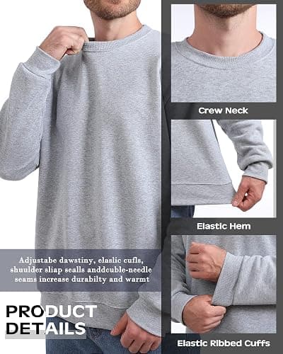 Taiyin 3 Pack Men's Lightweight Fleece Crewneck Sweatshirt Long Sleeve Sweatshirt for Men thumbnail 2
