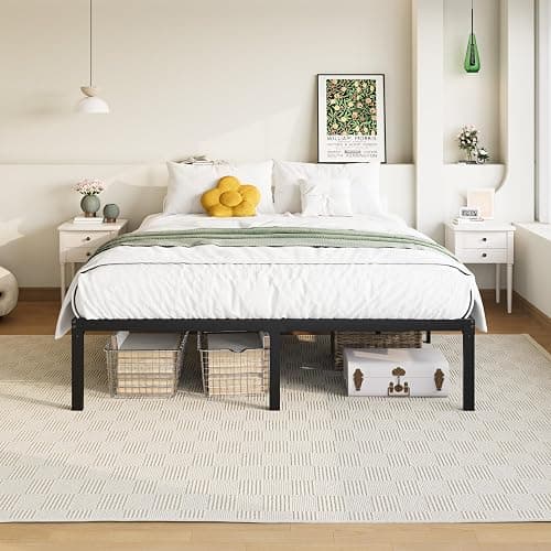 Allewie Queen Bed Frame, 14 inch Metal Platform Beds with Storage Space, No Box Spring Needed and Easy Assembly, Black thumbnail 8
