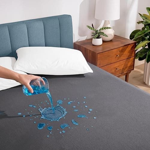 Bare Home Queen Size Mattress Protector - 100% Waterproof & Breathable - Premium Cooling Mattress Cover - Protects Against Spills - Vinyl Free Noiseless - Protect Your Mattress (Queen, Grey) - Image 1