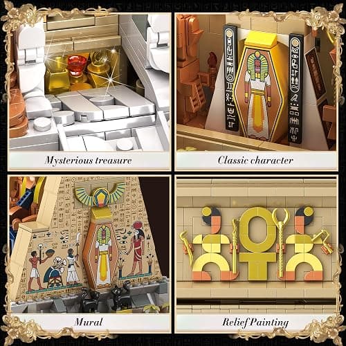 SpblastB Temple Building Set for Adults, Egyptian Architecture Building Blocks with Hidden Mechanisms, Famous Landmark Collection Home Décor Model Building Kit, 2666Pcs thumbnail 4