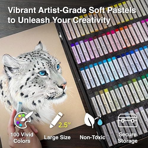 COLOUR BLOCK Soft Pastels for Artists - 100 Colors Square Chalk Pastels Set in Wooden Box - Vibrant Pigments Art Kit for Painting, Drawing, Sketching, Hobbyists, Students and Kids. thumbnail 3