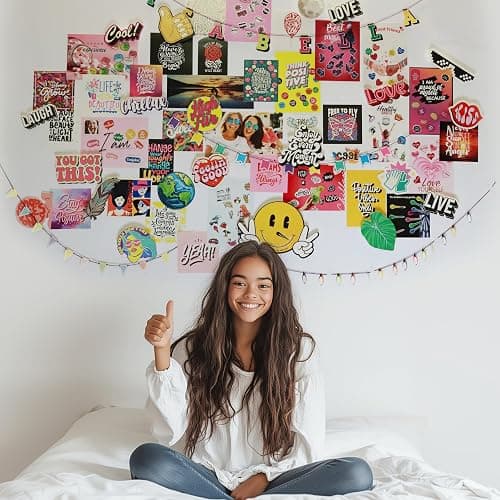Glow in the Dark Wall Collage Kit for Teen Girls - 1000+ Stickers Teen Girl Room Bedroom Decor, Room Decor for Teen Girls - Teen & Tween Girls Trendy Stuff - Top Gifts for 10 11 12 13 14 Year Old Girl thumbnail 3