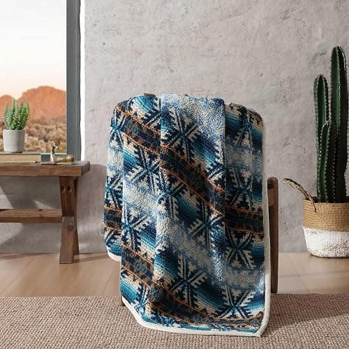 Wrangler - Blanket, Super Soft Sherpa Bedding with Corduroy Reverse, Yellowstone Inspired Throw Blanket for Couch or Bed (Frontier Turquoise, 50" x 60") thumbnail 2
