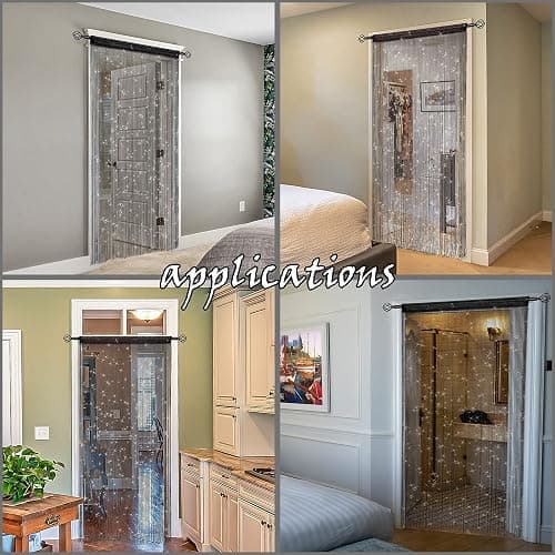Atsweetlife Door String Curtain Doorway Beads Curtains,Hanging Room Divider Beaded Decor Hippie Glitter Fringe Panel Closet Window Doors Sequin Sheer Boho Doors Tassel (Purple) thumbnail 8