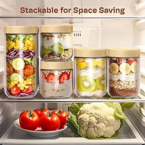 16 oz Overnight Oats Containers with Bamboo Lids, Glass Mason Jars 2 Pack | Airtight Seal Keeps Leakproof, Wide Mouth for Easy Filling & Cleaning, Ideal for Chia Pudding, Yogurt Parfaits & Meal Prep thumbnail 6
