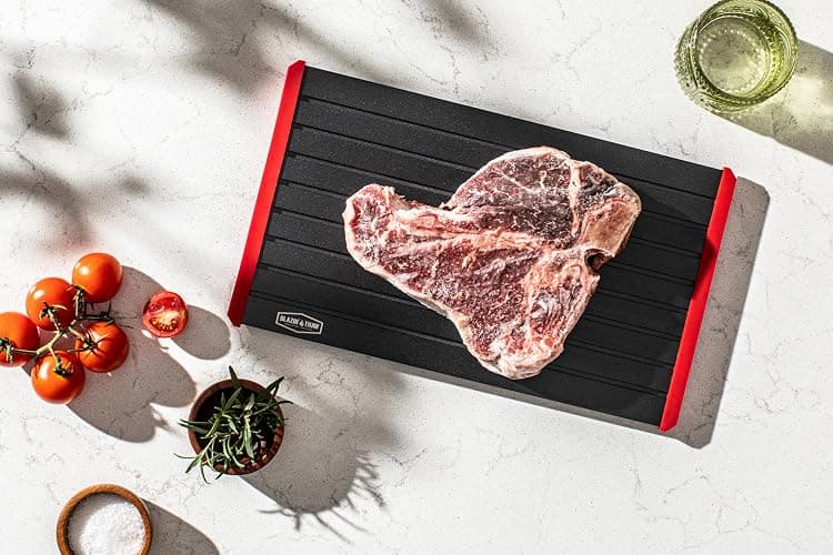 BLAZIN' THAW Defrosting Tray for Frozen Meat | 14” Large-Size | Aluminium Plate for Thawing Frozen Food | Natural Thawing Process | No Microwaves, No Cold/Warm Water Required | thumbnail 7
