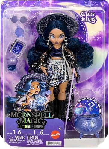 Monster High Doll, Moonspell Magic Claire de Luna | Clairvoyant Witch in Blue Clothes with Cauldron Surprise & Accessories like Crystal Ball, Hat & Spellbook thumbnail 6