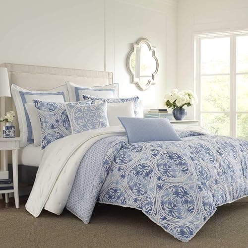 Laura Ashley Mila Euro Sham, 26x26, Blue - 26" x 26" (Pack of 1) - Mila Blue thumbnail 2
