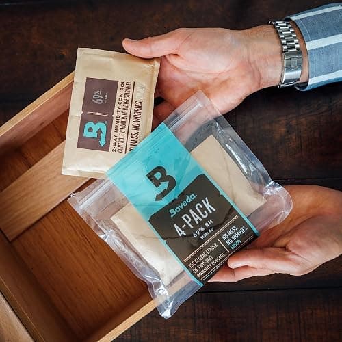 Boveda 69% Two-Way Humidity Control Packs For Plastic, Wood Containers, & Zip Lock Bags – Size 60 – 4 Pack – Moisture Absorbers – Humidifier Packs – Hydration Packets in Resealable Bag thumbnail 2