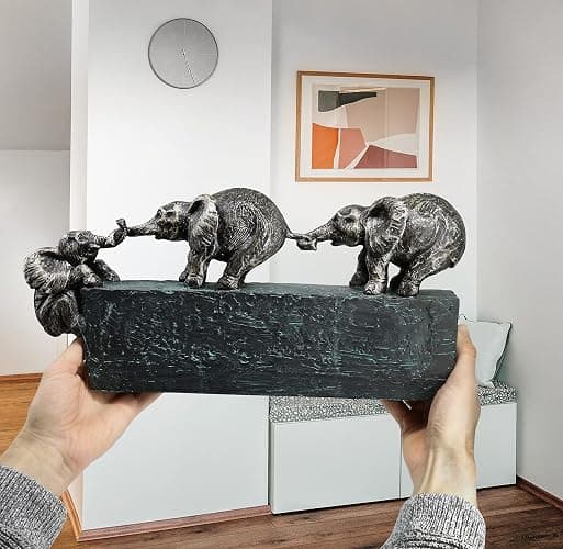 Vaudagio Sculpture “Family Ties” - Timeless Symbol of Family & Team Togetherness - Ornament 17 inch Long - Statue Elephant as a Gift or Decoration - Elephants Stronger Together thumbnail 2