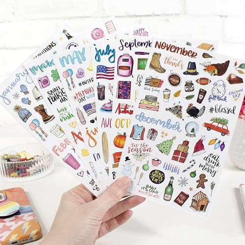 bloom daily planners Holiday Seasonal Planner Sticker Sheets - Vintage Seasonal Sticker Pack - Removable & Repositionable - Over 310 Stickers Per Pack! thumbnail 6