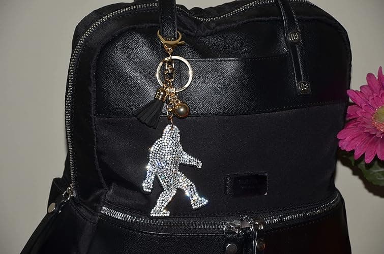 Popfizzy Rhinestone Bigfoot Keychain for Women, Bling Sasquatch Purse Charm for Handbags, Backpack Key Fob, Sparkle Bag Charm thumbnail 3