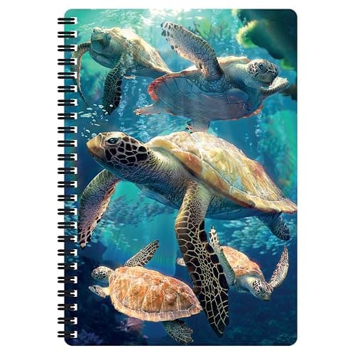 3D LiveLife Notebooks - Sea Turtle Swim from Deluxebase. Ruled 8.2" x 5.7" Medium Notepad. 80 Page Spiral Bound Notebook with Lenticular Sea Turtle Cover. Ocean Animal Journal for Women and Men. - Image 1