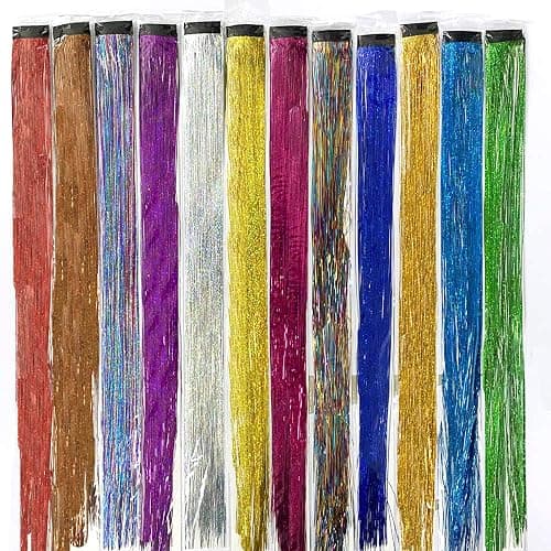 19.7 Inch Clip In Hair Fairy Tinsel Kit Clips Clip On Glitter Hair Tinsel Extensions 12 Colors thumbnail 8
