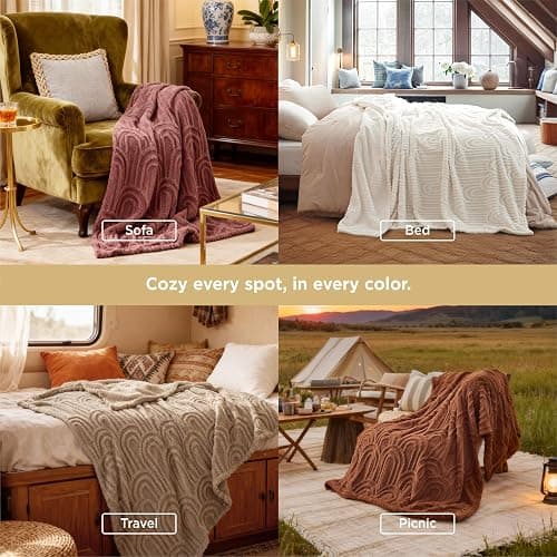 Bedsure GentleSoft Throw Blankets for Women - Soft Cozy Cute Blanket for Couch, Fuzzy Fleece Christmas Throw for Boho Modern Home Room Decor Aesthetic, Gifts for Women Teen Girl, White, 50x60 Inches thumbnail 7