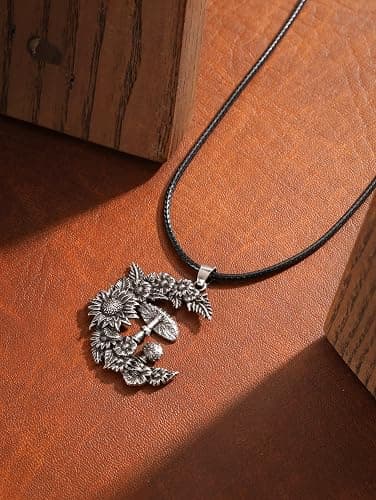 HAQUIL Mushroom Crescent Moon Necklace Simulation Moon Mushroom Pendant Choker for Vegetables Jewelry thumbnail 5