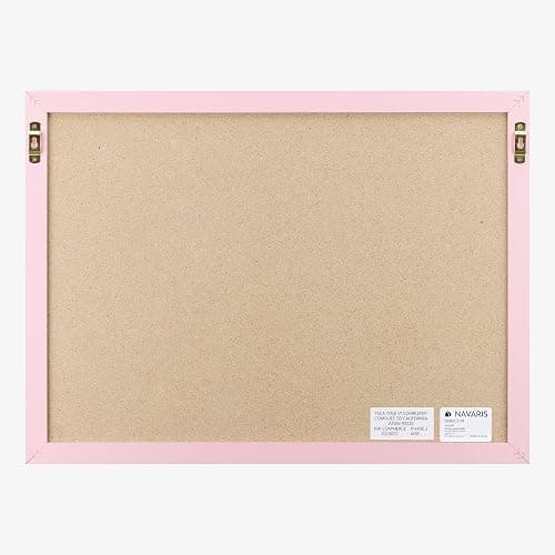 Navaris Framed Linen Bulletin Board - 17 x 23 inches Fabric Jewelry Organizer Pinboard for Wall Memory Memo Pin Board - Natural Linen with Pink Frame thumbnail 5