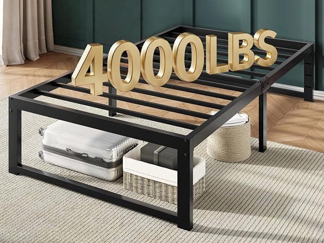 Allewie Twin Bed Frame, 14 Inch Metal Platform Bed Frame with 4000LBS Heavy Duty Steel Slats Support, Noise Free, Easy Assembly, No Box Spring Needed, Black - Image 1