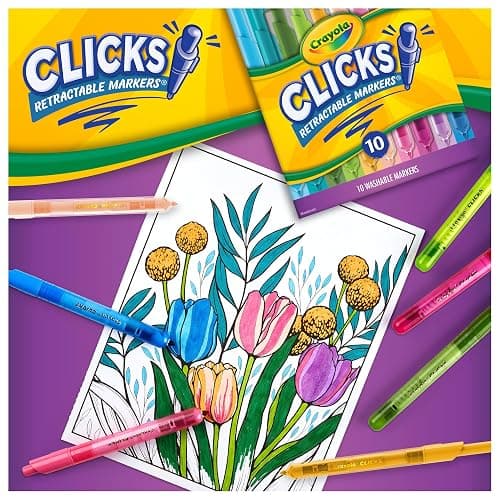 Crayola Clicks Retractable Markers - Bold (10ct), Essential Easter Basket Stuffers, Spring Craft Supplies, Gifts for Kids & Toddlers, No Dry Washable Markers for Kids thumbnail 6