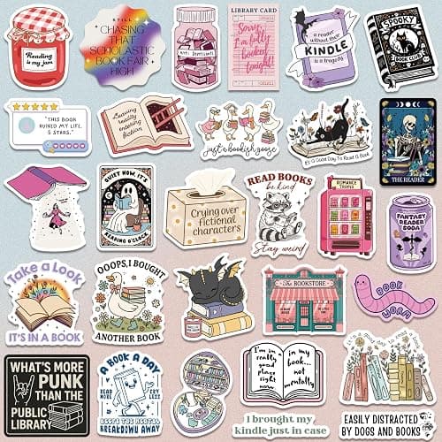 300 PCS Book Stickers for Kindle, Bookish Sticker Pack Reading Glitter Waterproof Vinyl Decals for Laptop, Ebook Readers, Water Bottles, Phone, Journal, Scrapbook, No Repeats (Holographic) thumbnail 3