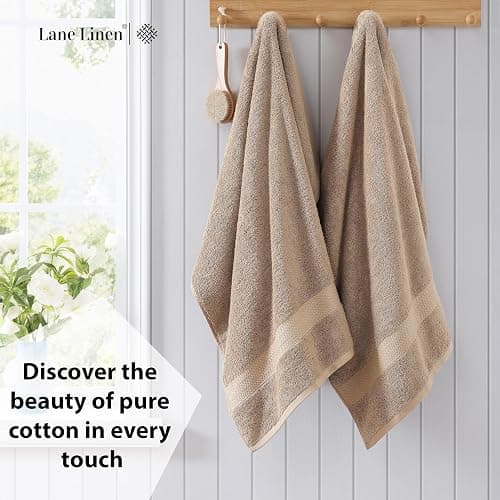 LANE LINEN 100% Pure Cotton Bath Sheets 4 Pack (35"x66") - Ring Spun Cotton Extra Large Towel Sets - Quick Dry, Soft & Absorbent Oversized Shower Towels - Sustainabaly Produced, Pre Shrunk - Taupe thumbnail 3