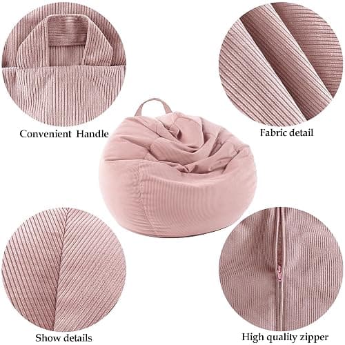 LPMOERA Stuffed Animal Storage Bean Bag Chair Cover (No Filler) for Kids and Adults.Pets Dogs/Cats Lazy Beds.Soft Premium Corduroy Stuffable Bean Bag for Organizing Children Plush Toys or Memory Foam thumbnail 2