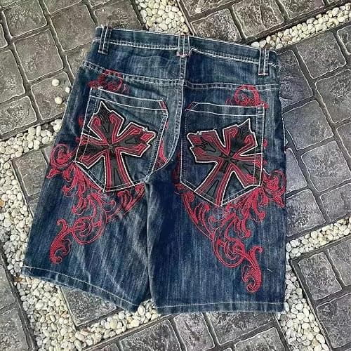 Jorts Men Y2K Gothic Jeans Shorts Streetwear Baggy Jorts Harajuku Style Denim Shorts Vacation Summer Shorts thumbnail 4