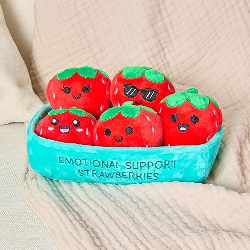 WHAT DO YOU MEME? Emotional Support Strawberries by Relatable, Cuddly Plush Toys and Stuffed Animals, Includes 5 Plushies with Basket, Sweet or Cute Christmas Stocking Stuffer thumbnail 5
