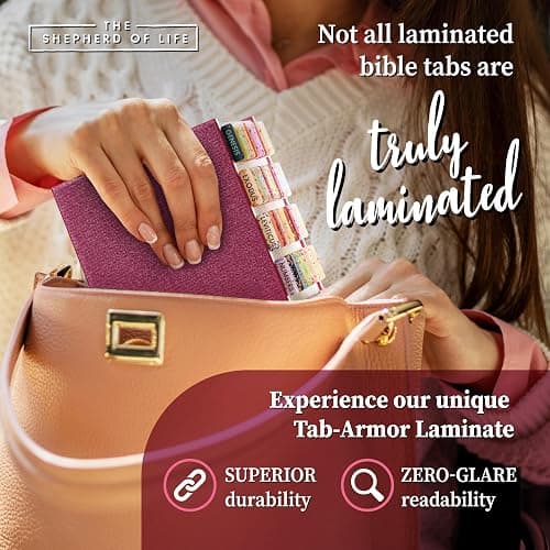 Bloom Gold™ Best Bible Tabs for Women – Soul Nourishing Book Summaries – 66 Peel-and-Stick Large Print Laminated Bible Book Tabs | Floral Tabs for Bible Study Supplies, Shepherd of Life thumbnail 3