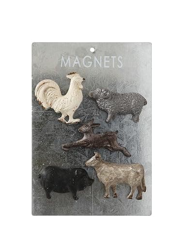 Creative Co-Op Pewter Card (Set of 5 Styles) Animal Magnets, Multicolored, 5 Count (DF1306) - Image 1