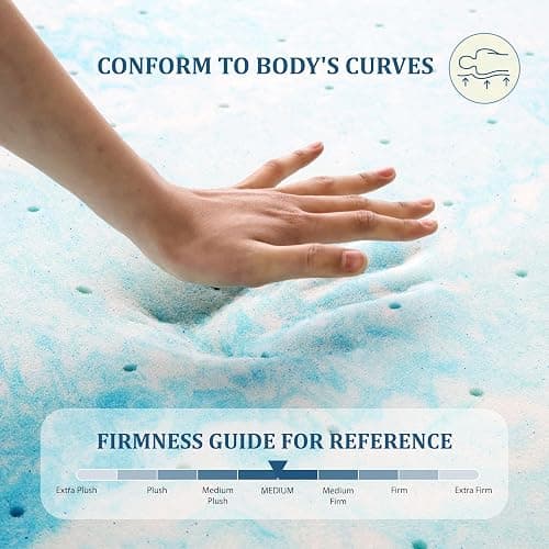 EGO Topper 3 Inch Full Memory Foam Mattress Topper, Gel Foam Mattress Topper for Pressure Relief, Ventilated Design Bed Topper in a Box, CertiPUR-US Certified, Medium thumbnail 5