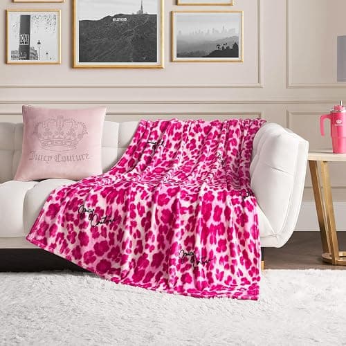 Throw Blanket for Couch - 50” x 70” Inches - Regent Leopard Print Blanket - Plush & Cozy Throw Blanket - Decorative Blankets for Sofas, Throws for Chairs, and Beds – Pink - Image 1