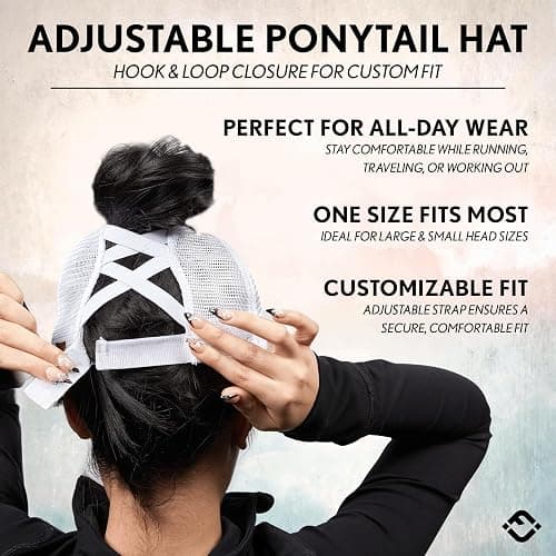 Funky Junque Ponytail Hat for Women - Baseball Cap with Adjustable Fit & High Pony Tail Criss Cross Back for Everyday Wear thumbnail 4