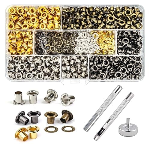 YHNTGB 600Pcs 3/16inch Metal Eyelets Grommets Kit with 3 Pieces Installation Tool and Storage Box for Shoes Clothes Crafts Bag DIY Project 4 Colors - Image 1
