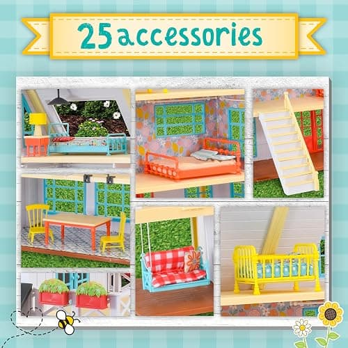 Honey Bee Acres Buzzby Farmhouse, Dollhouse Playset with Miniature Doll Figure, Furniture and Accessories. 25 Pieces, Ages 3+ thumbnail 5