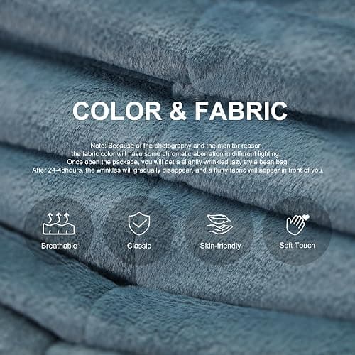 Bean Bag Chairs for Adults Giant Bean Bag Chair Memory Foam BeanBag Chair Bean Bag Sofa with Filler Faux Fur Fireside Beanbags Lazy Sofa for Living Room Bedroom Office (Bluegrey Plush, Single) thumbnail 4