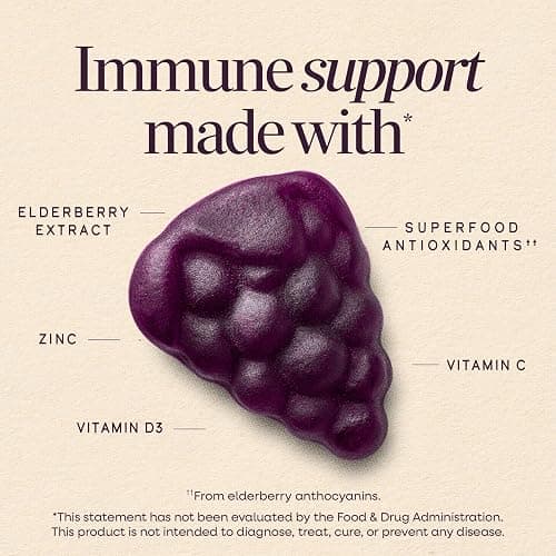 Nature's Way Sambucus Elderberry Gummies for Immune Support* Ages 4+, 60 ct | Immune Gummy with Black Elderberry Extract, Vitamin C, D3, Zinc, and Superfood Antioxidants*, Adults & Kids Ages 4+ thumbnail 2