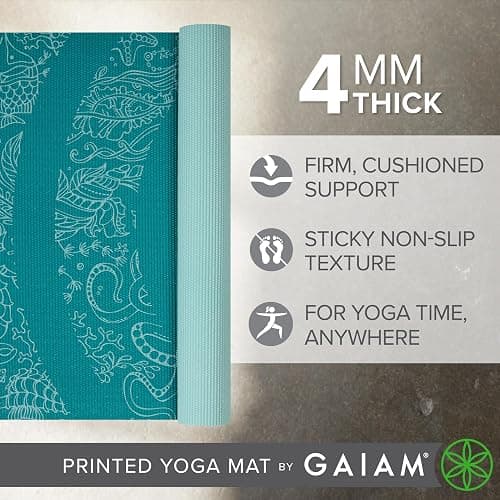 Gaiam Print Yoga Mat, Non Slip Exercise & Fitness Mat for All Types of Yoga, Pilates & Floor Exercises thumbnail 5