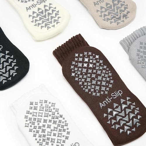 Acomono Women’s Pilates Socks with Grips – 3 Pairs Scrunch Crew Non-Slip Yoga Barre Workout Hospital Slipper Slouch Socks thumbnail 5