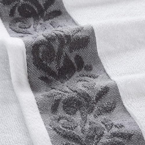 Modern Threads 600 GSM 6-Piece Towel Set with Filgree Jacquard Border Charcoal thumbnail 4