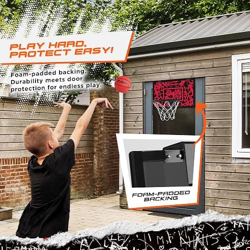 AND1 Over the Door Mini Basketball Hoop: 18x12 Shatterproof Backboard, 2 Mini Basketballs, and Hand Pump Included- Ultimate Indoor Basketball Accessory for Kids and Adults, No Tools Required thumbnail 4