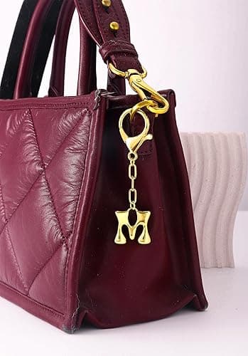 GAOKOXI Gold Bubble Initial Keychain Charm for Women Chunky Bag Purse Charms A-Z Letter Key Chains for Handbag Accessories - Gold-a thumbnail 2