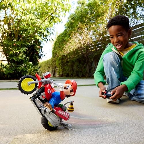 Hot Wheels Mario Wheelie Motocross RC, Remote-Control Motorcycle | Battery-Powered Moto with Figure that Moves & Tilts with Turns, Inspired by The Super Mario Bros. Movie, JML15 thumbnail 2